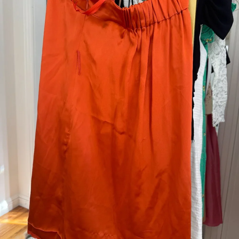 Sleeveless Silk Orange Party Mini Dress w/ Belt and Pockets BCBGMaxAzria XXS - Picture 6 of 8